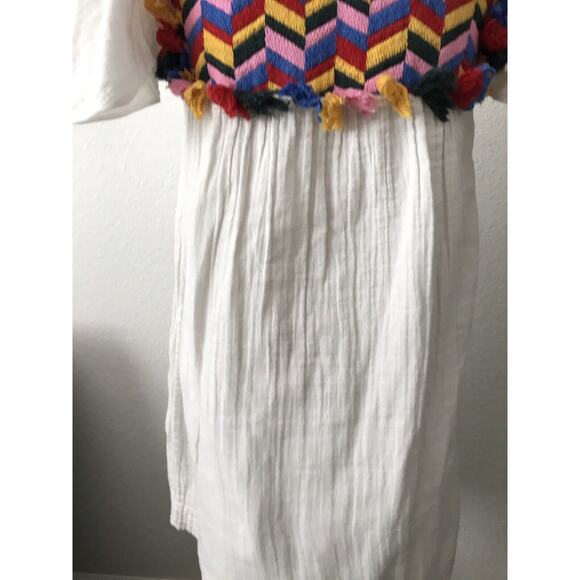 Anthropologie Whit Two Bette Flutter Sleeve Tasseled Mini Dress FLAW - Picture 11 of 12